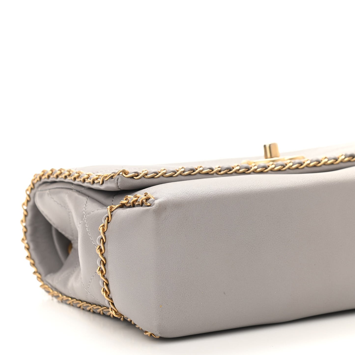 Calfskin Stitched Chain Flap Grey