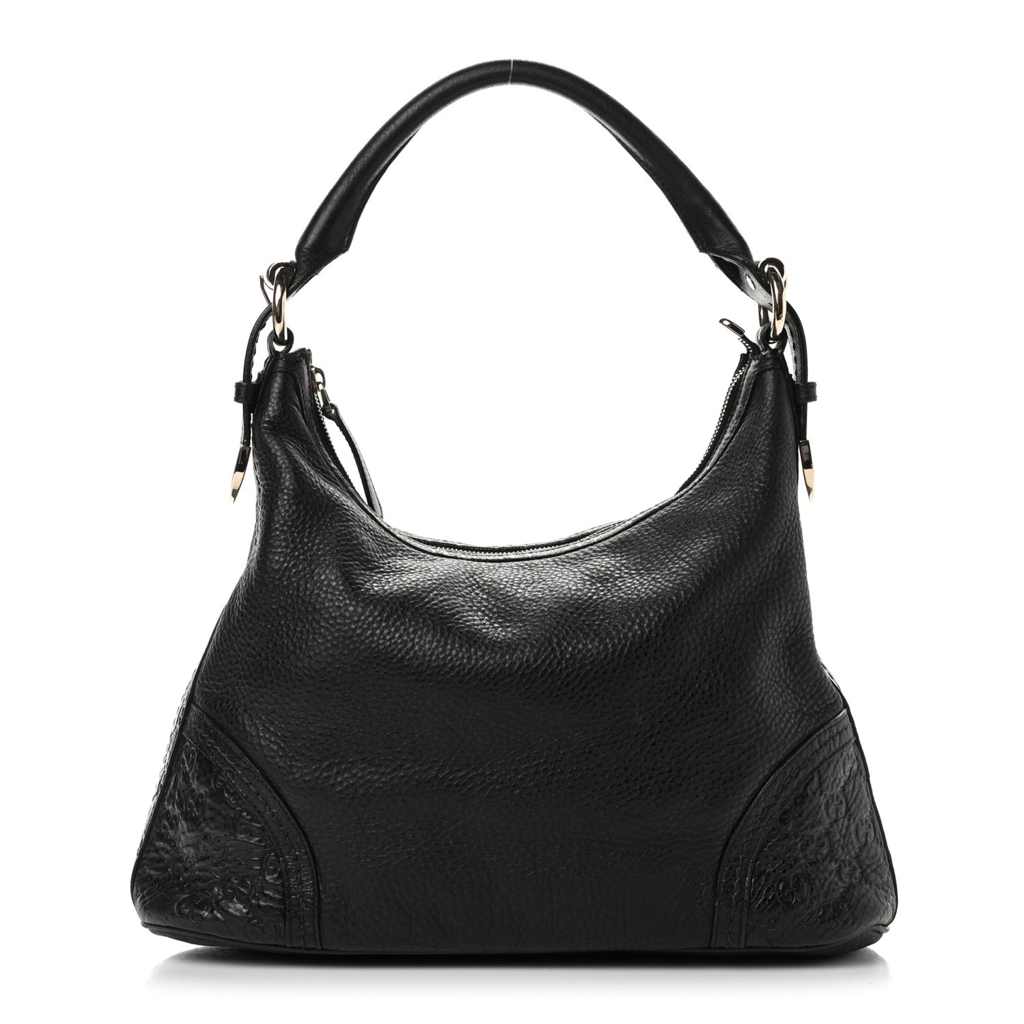 Pebbled Calfskin Guccissima Trim Medium Signoria Hobo Black