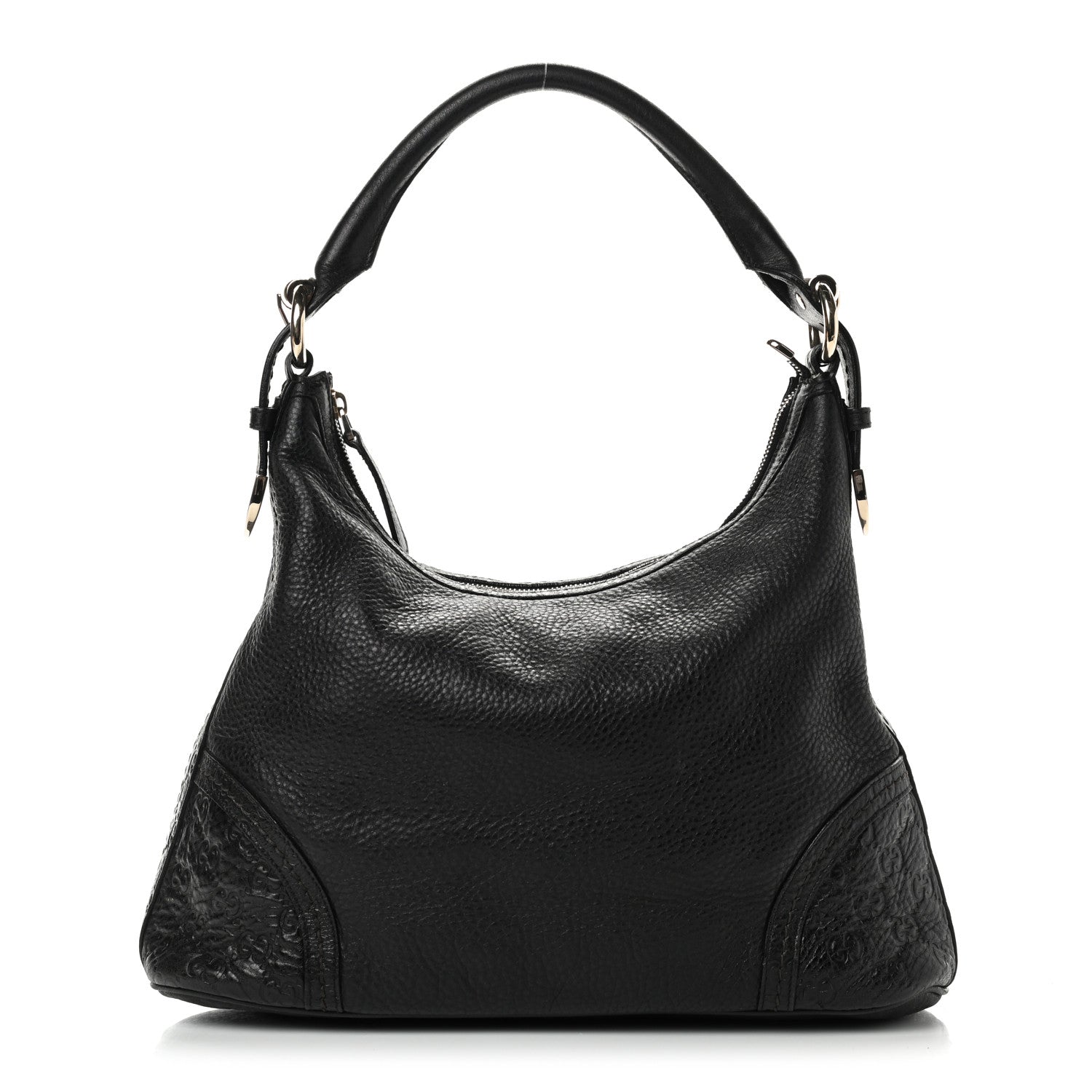 Gucci Pebbled Calfskin Guccissima Trim Medium Signoria Hobo Black 1 of 12