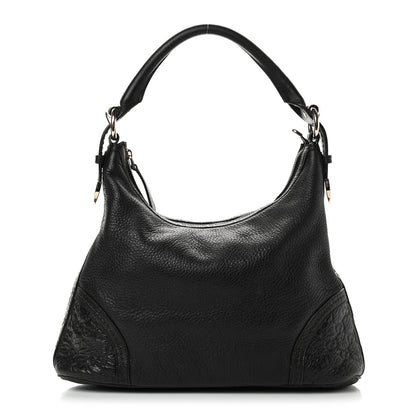 Gucci Pebbled Calfskin Guccissima Trim Medium Signoria Hobo Black 1 of 12