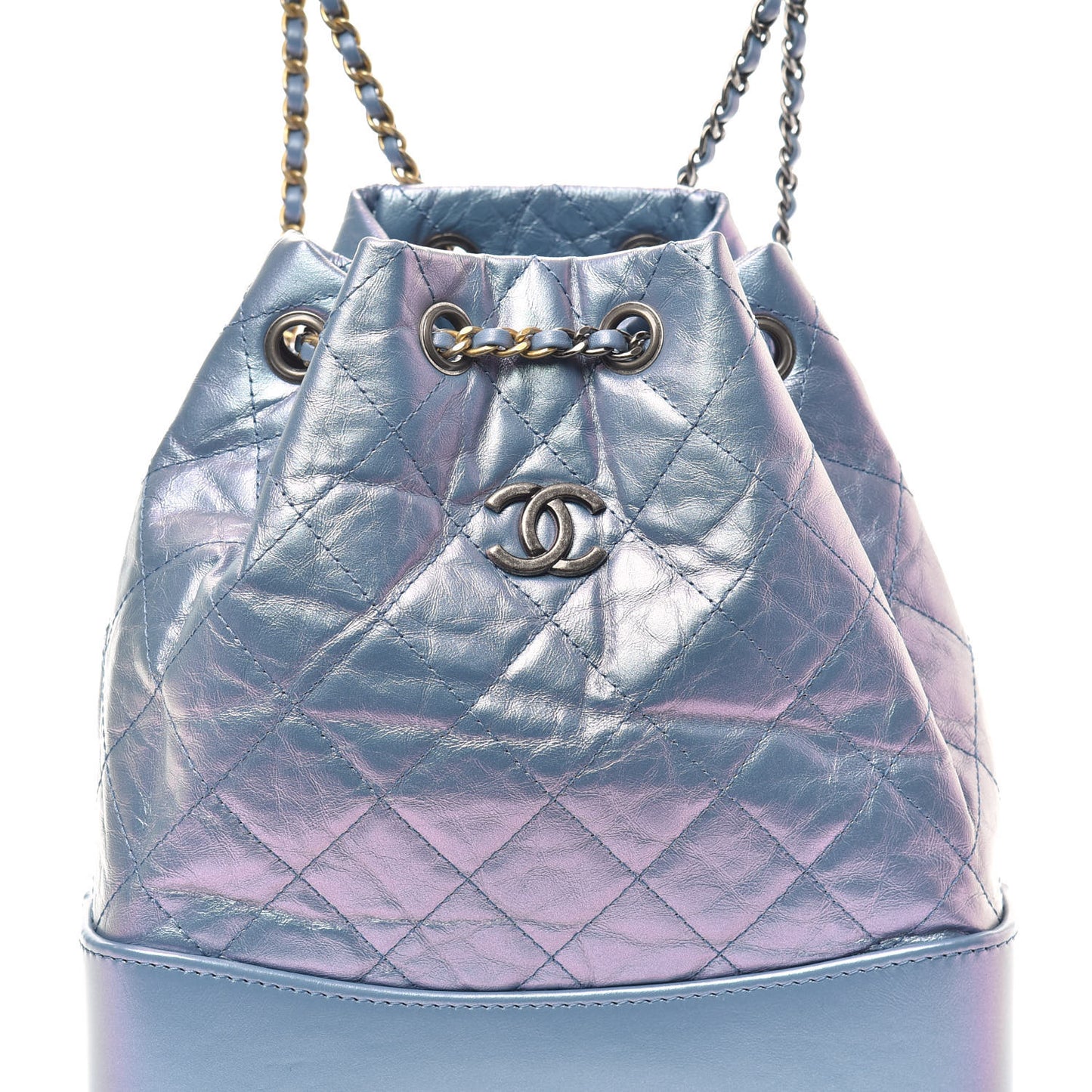 Iridescent Lambskin Calfskin Small Quilted Gabrielle Backpack Light Purple