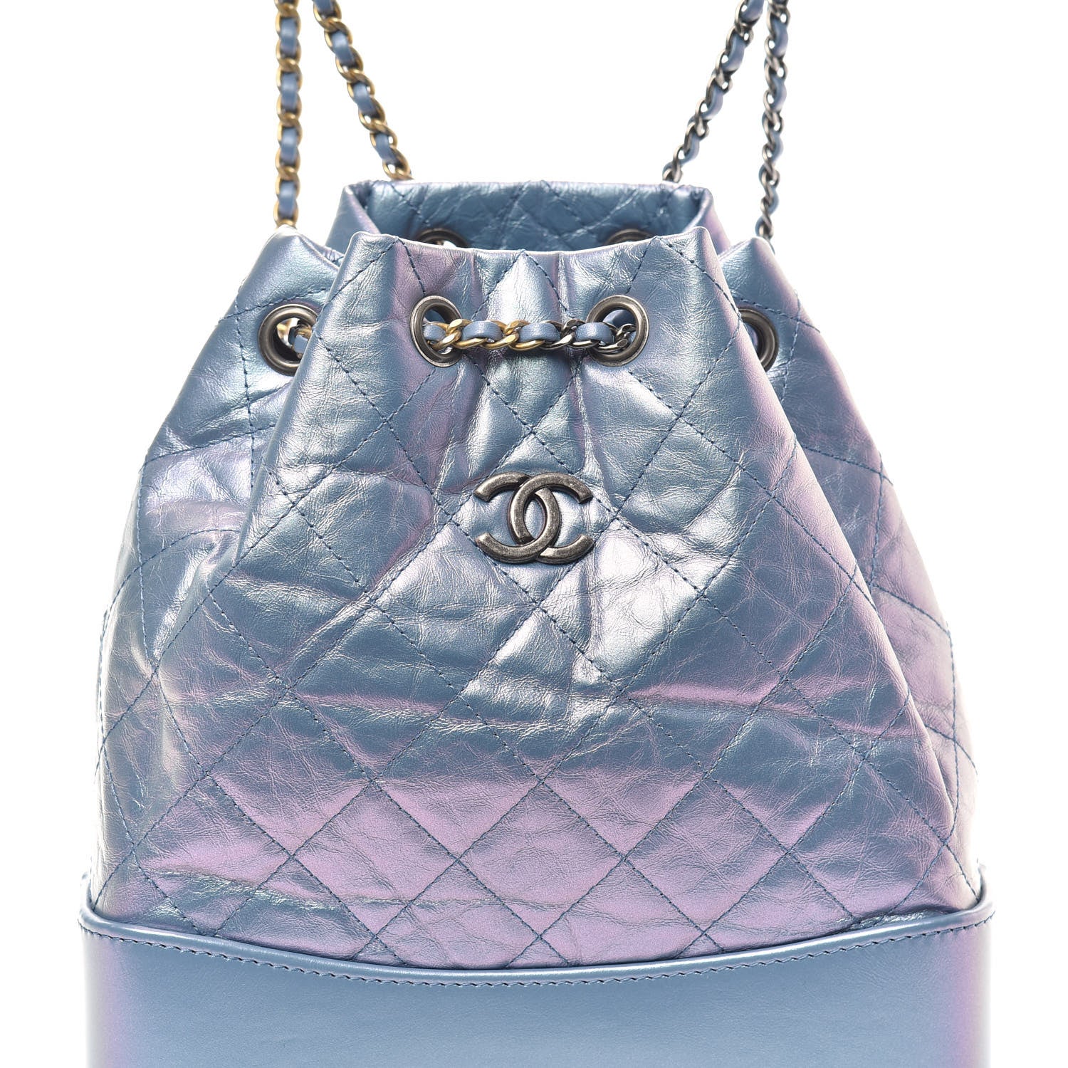 Chanel Iridescent Lambskin Calfskin Small Quilted Gabrielle Backpack Light Purple 8 of 10