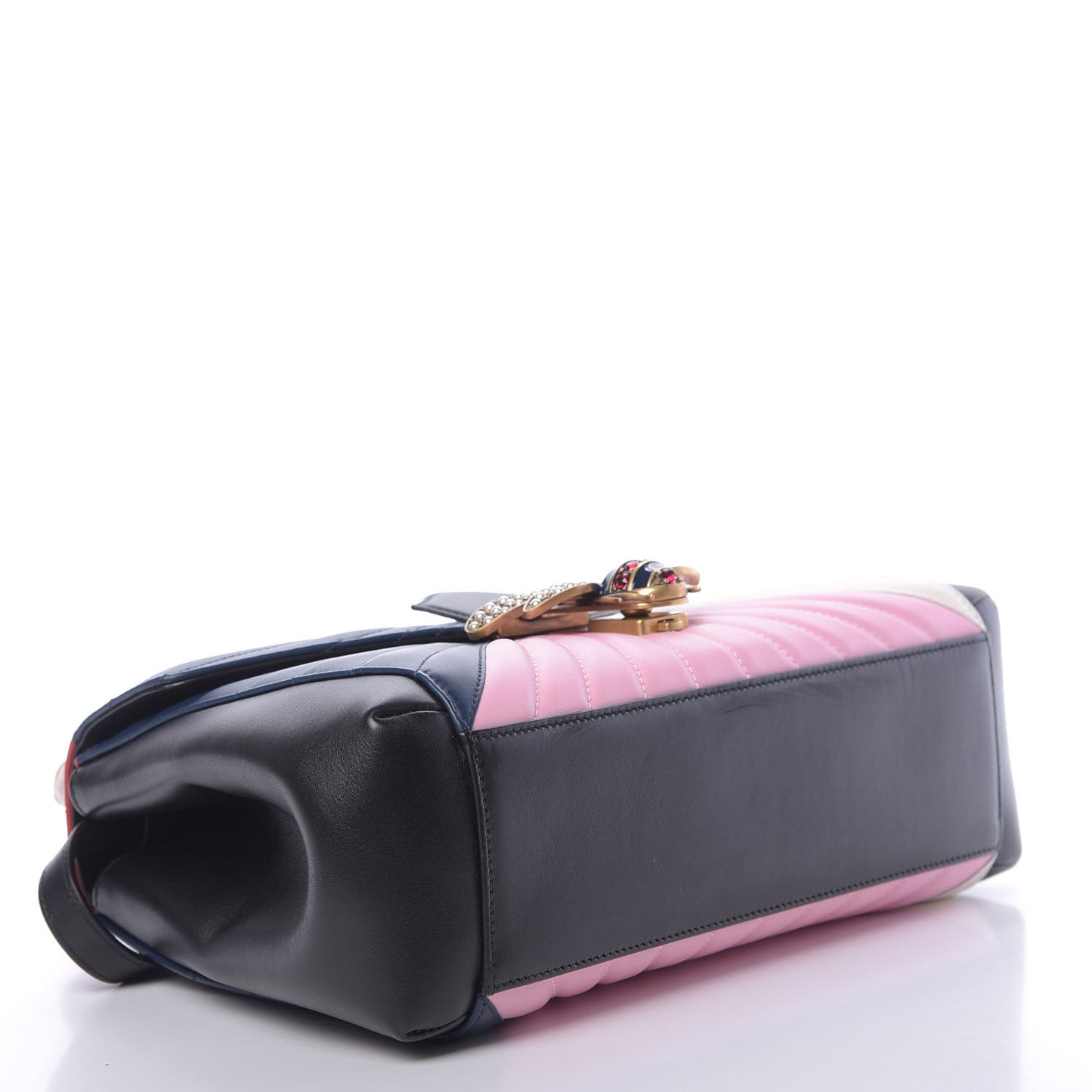 Calfskin Bamboo Trapuntata Queen Margaret Top Handle Bag Blue Agata Hibiscus Red Mystic White Sugar Pink