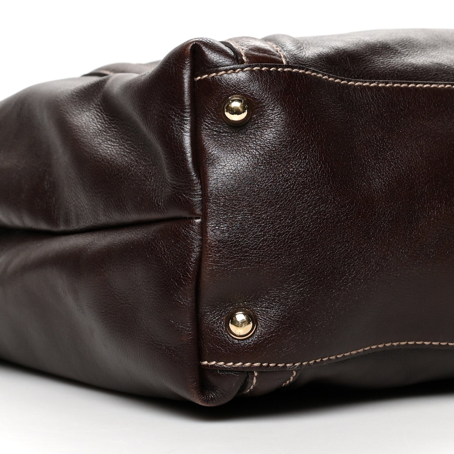 Calfskin Large Britt Shoulder Bag Dark Brown
