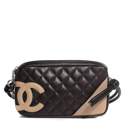 Chanel Calfskin Quilted Cambon Pochette Brown Beige 1 of 7