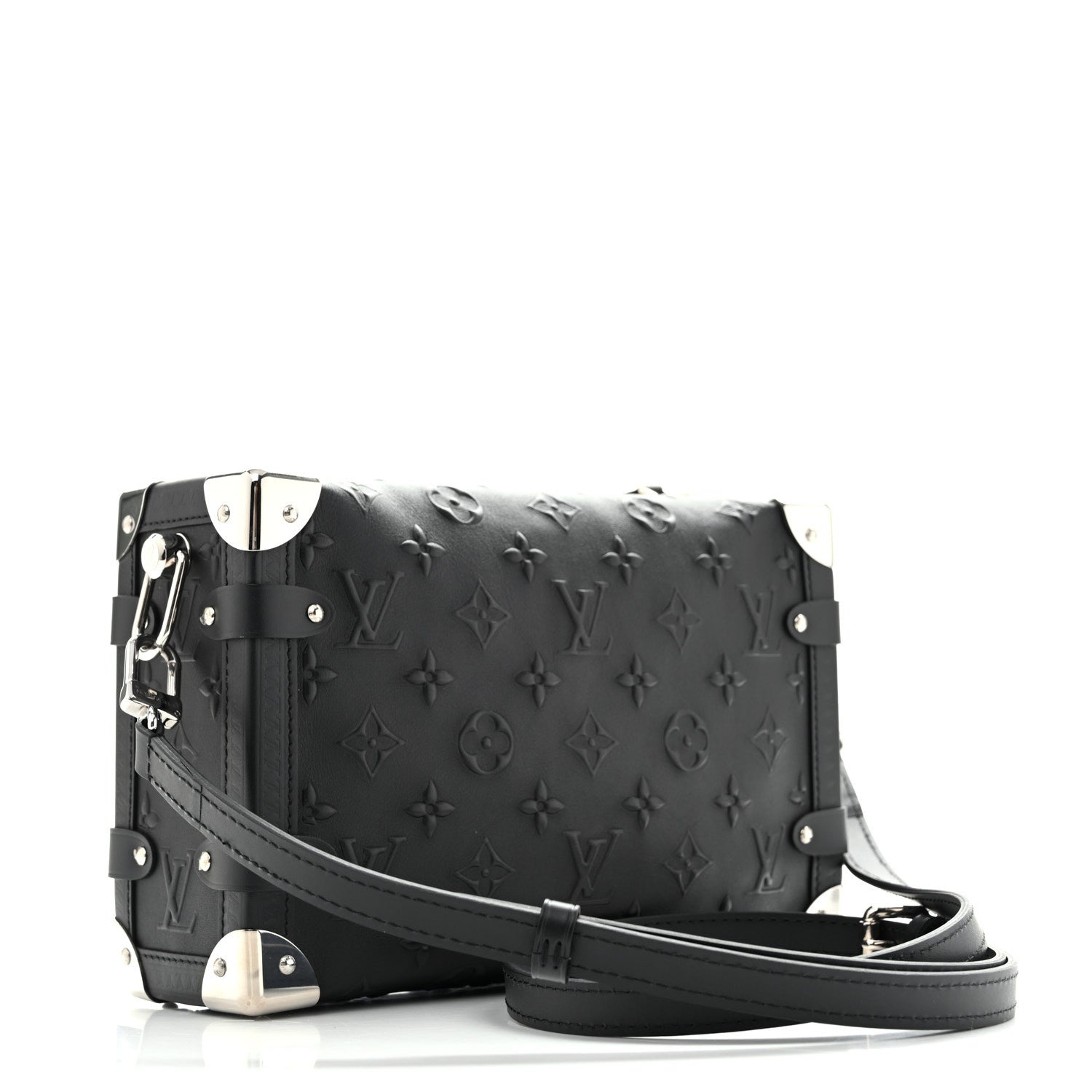 Louis Vuitton Calfskin Debossed Monogram Side Trunk Black 2 of 9