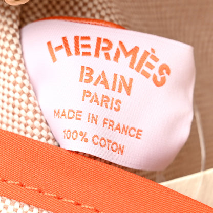 Hermes H Canvas Palm Tree Beach Bag Corail Parme Rose 7 of 10