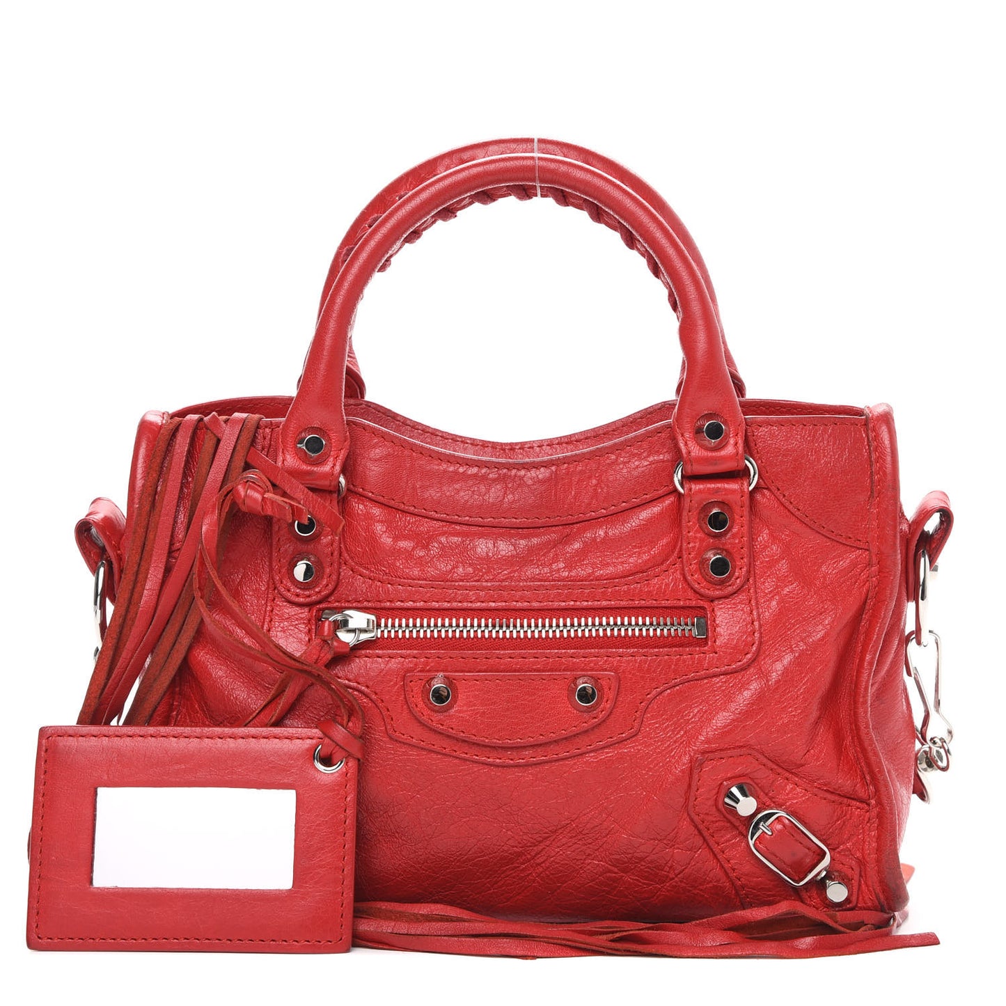 Agneau Classic Silver Hardware Mini City Logo Strap Rouge Cardinal Black