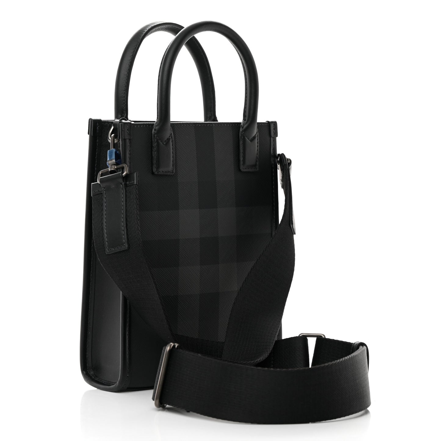 E-Canvas Mini Denny Check Tote Charcoal