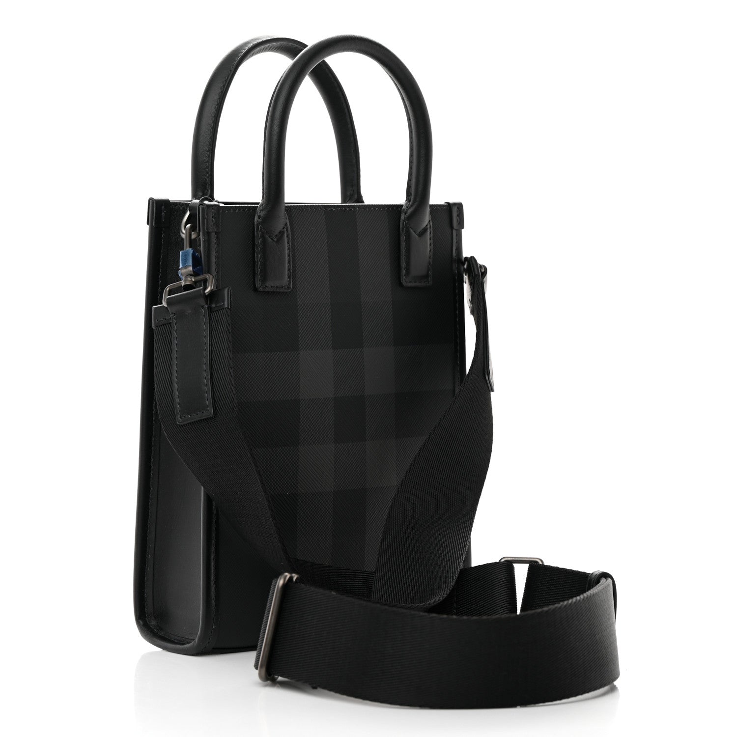 Burberry E-Canvas Mini Denny Check Tote Charcoal 3 of 10