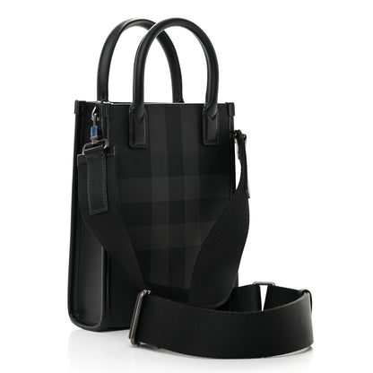 Burberry E-Canvas Mini Denny Check Tote Charcoal 3 of 10