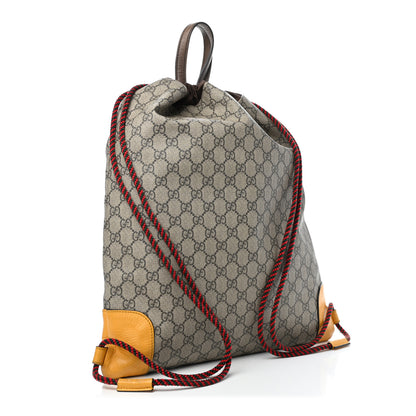 Gucci GG Supreme Monogram Neo Vintage Drawstring Backpack Beige New Acero Crop 2 of 8
