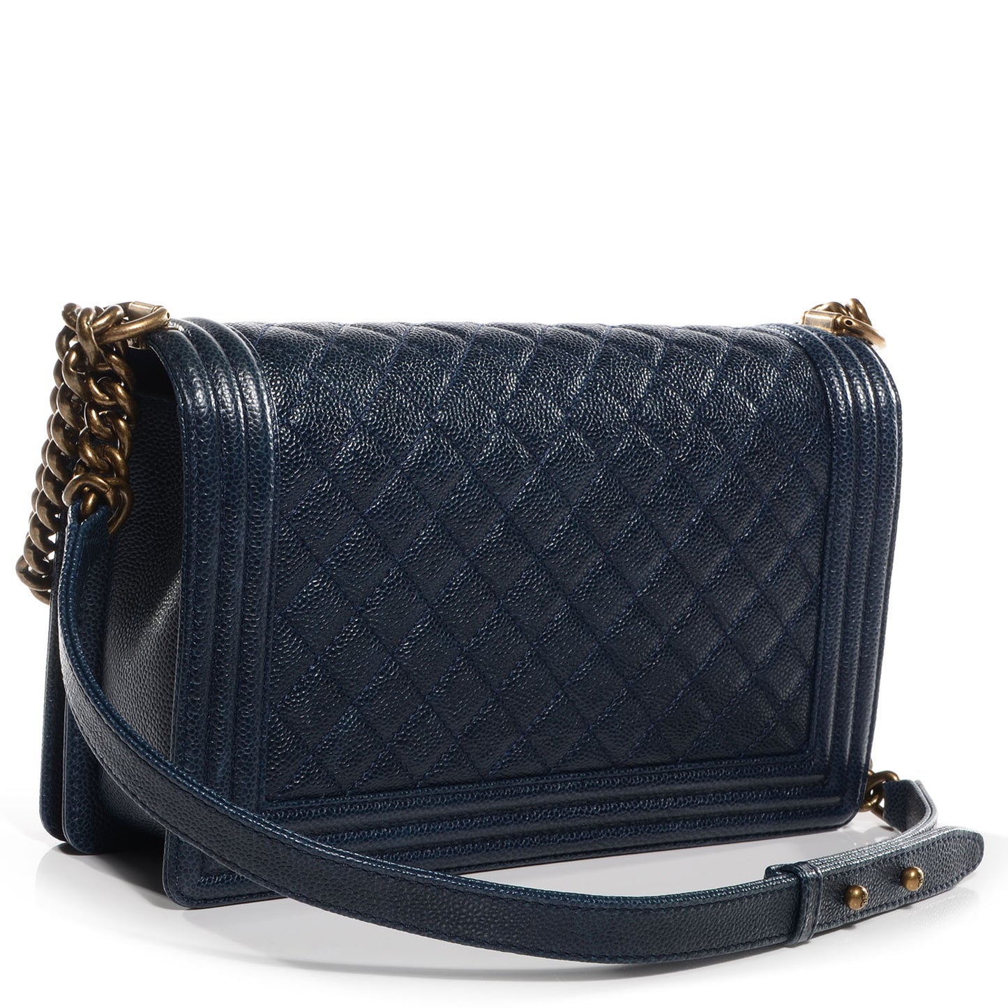 Caviar Quilted Medium Boy Flap Navy
