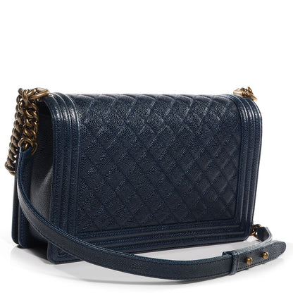 Chanel Caviar Quilted Medium Boy Flap Navy 3 of 9