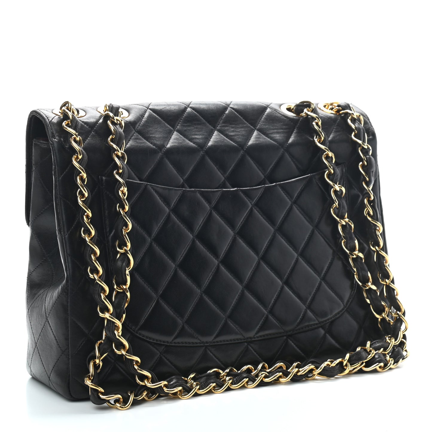 Lambskin Quilted XL Jumbo Single Flap Black