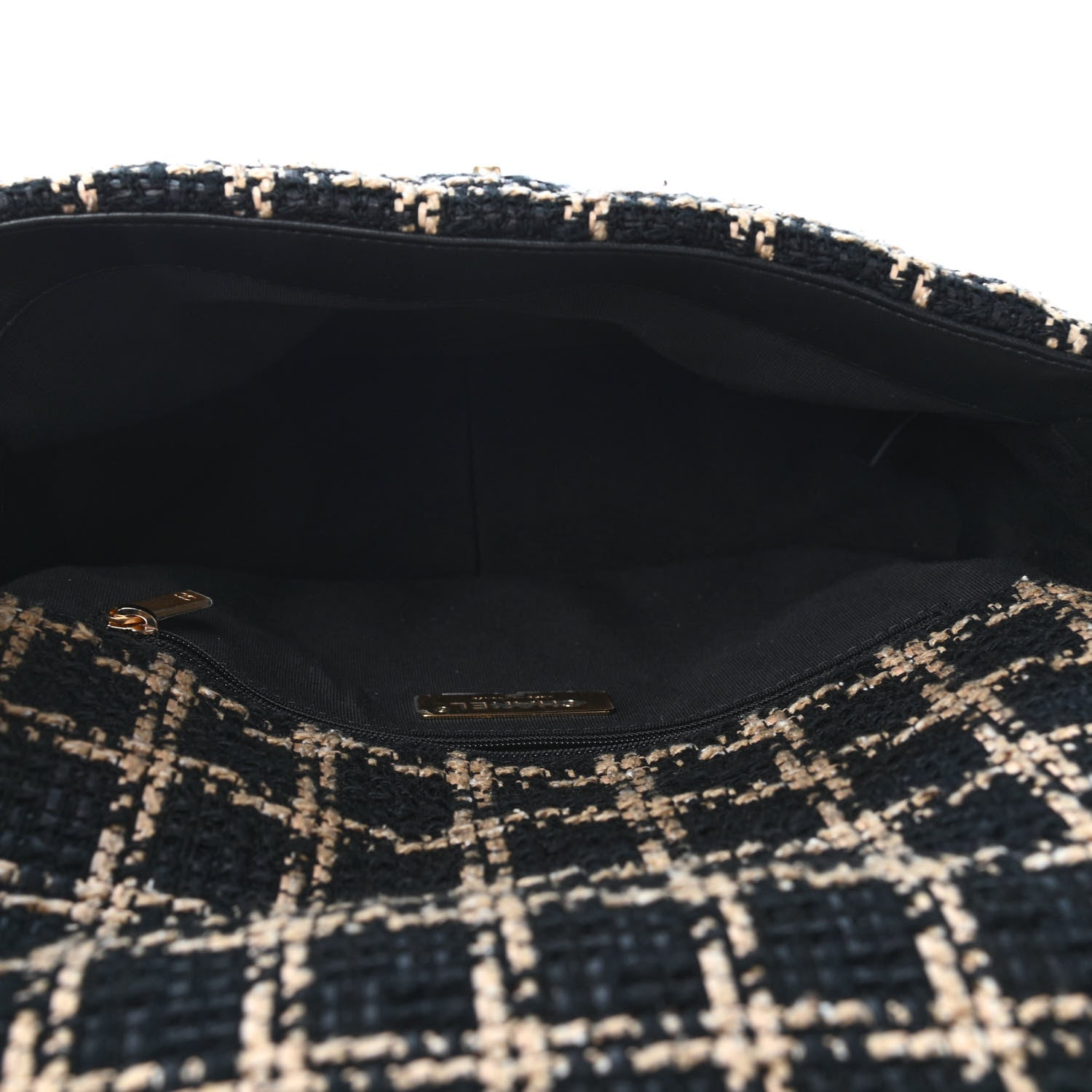 Chanel Tweed Quilted Large Chanel 19 Flap Black Beige 4 of 4