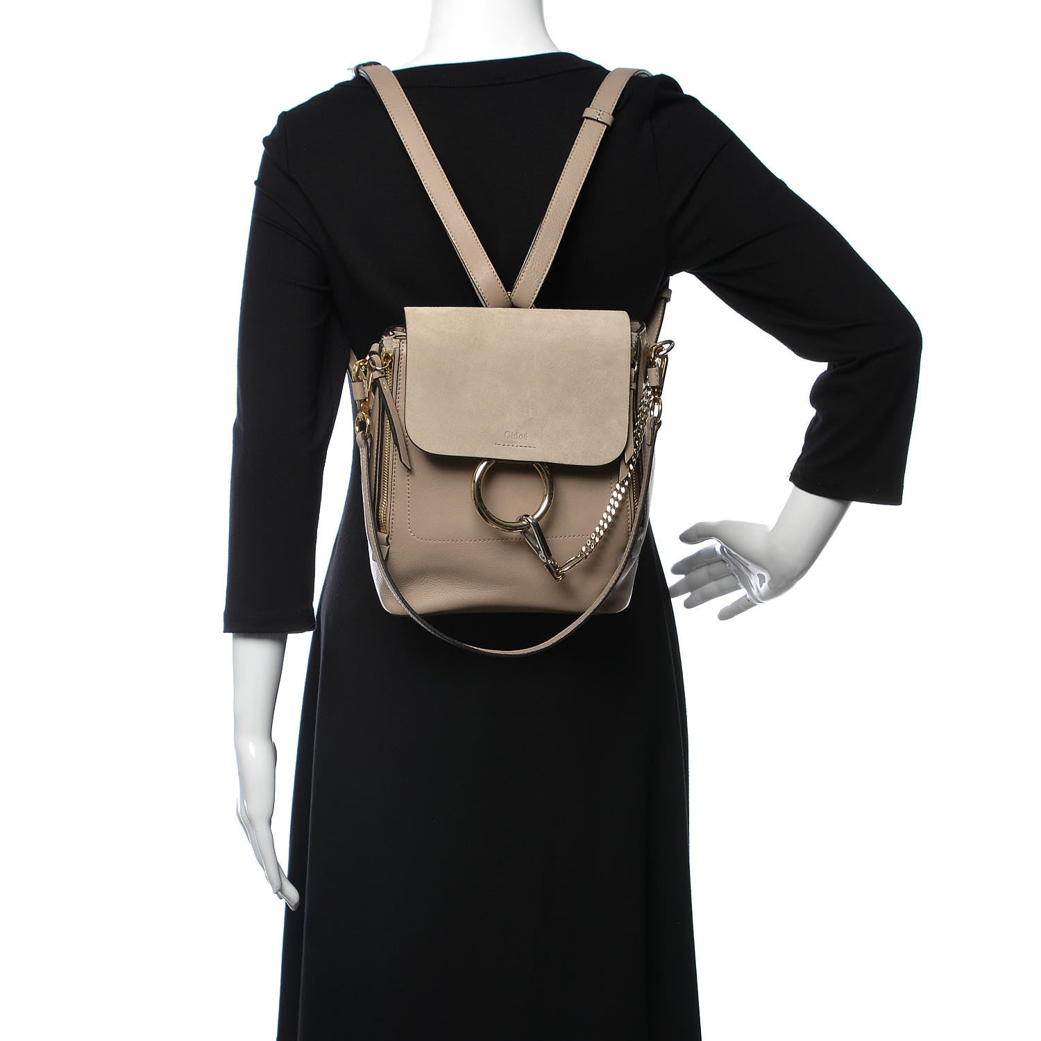 Chloe Suede Calfskin Small Faye Backpack Motty Grey 2 of 9