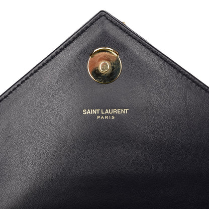Saint Laurent Calfskin Suede Matelasse Chevron Monogram Medium College Bag Marine 7 of 7
