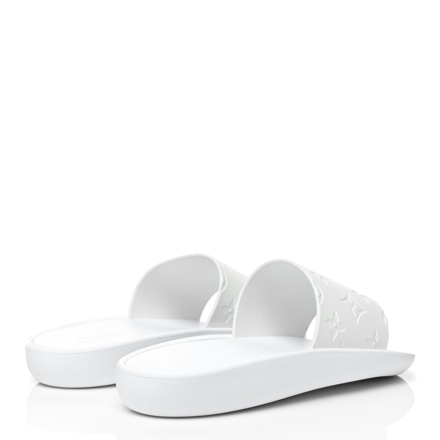 Rubber Monogram Embossed Sunbath Flat Mule 36 White