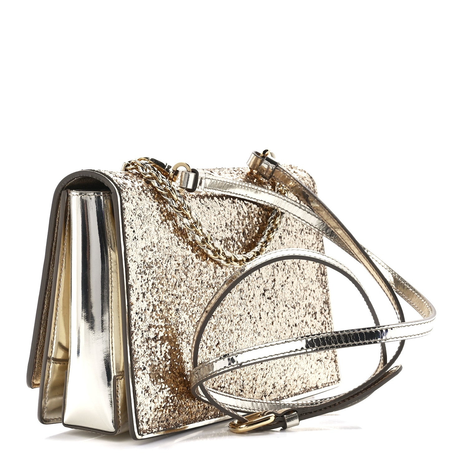 Salvatore Ferragamo Glitter Vara Bow Flap Crossbody Gold 3 of 12