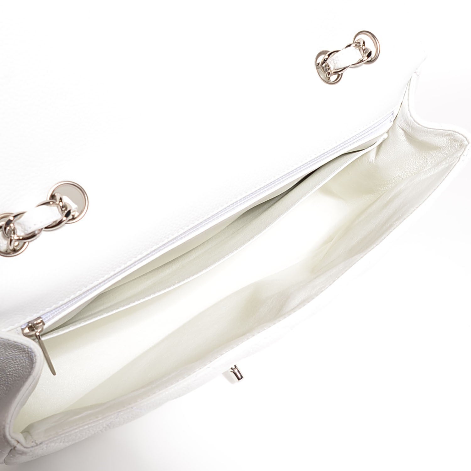 Chanel Caviar Quilted Jumbo Single Flap White 5 of 9