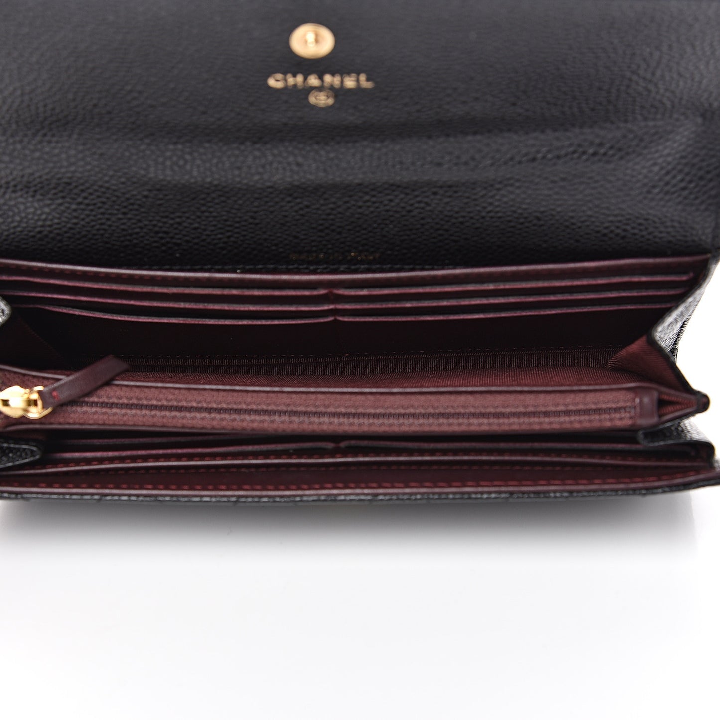 Caviar Quilted Large Gusset Flap Wallet Black