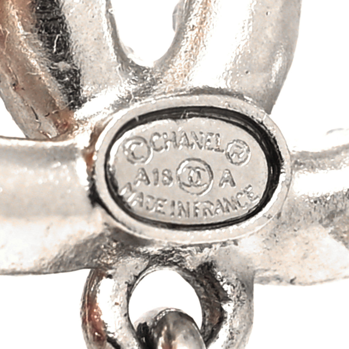 Chanel Crystal Pearl CC Drop Earrings Silver Grey 4 of 4