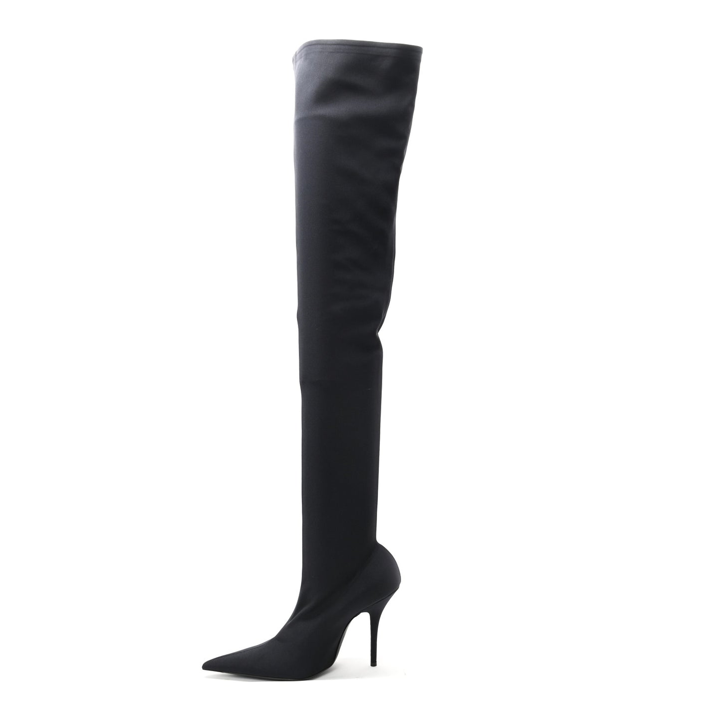 Spandex Pointed Toe Knife Thigh High Boots 40 Black