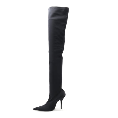 Balenciaga Spandex Pointed Toe Knife Thigh High Boots 40 Black 1 of 6