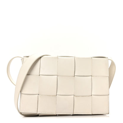 Bottega Veneta Lambskin Maxi Intrecciato Cassette Crossbody Bag White 1 of 9