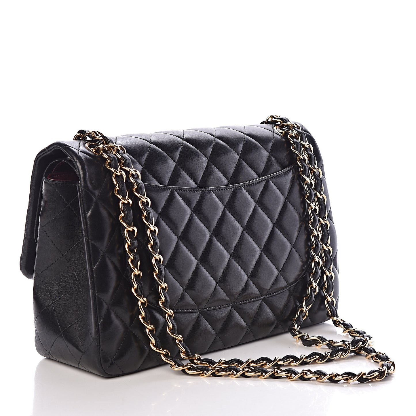Lambskin Quilted Jumbo Double Flap Black