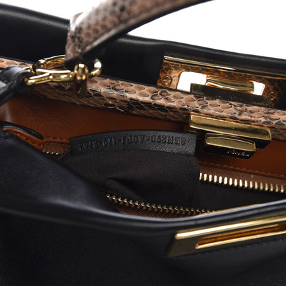 Fendi Vitello Seta Elaphe Nappa Grommet Medium Peekaboo Iconic Satchel Black Multicolor 6 of 7