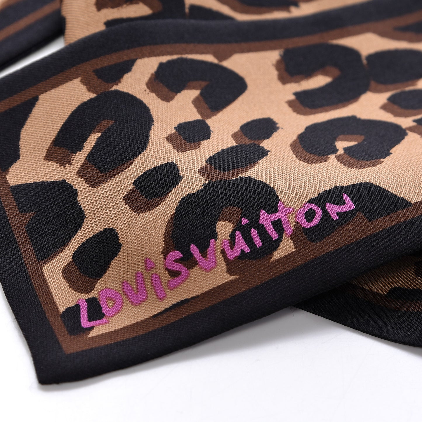 Silk Leopard Bandeau Scarf Marron