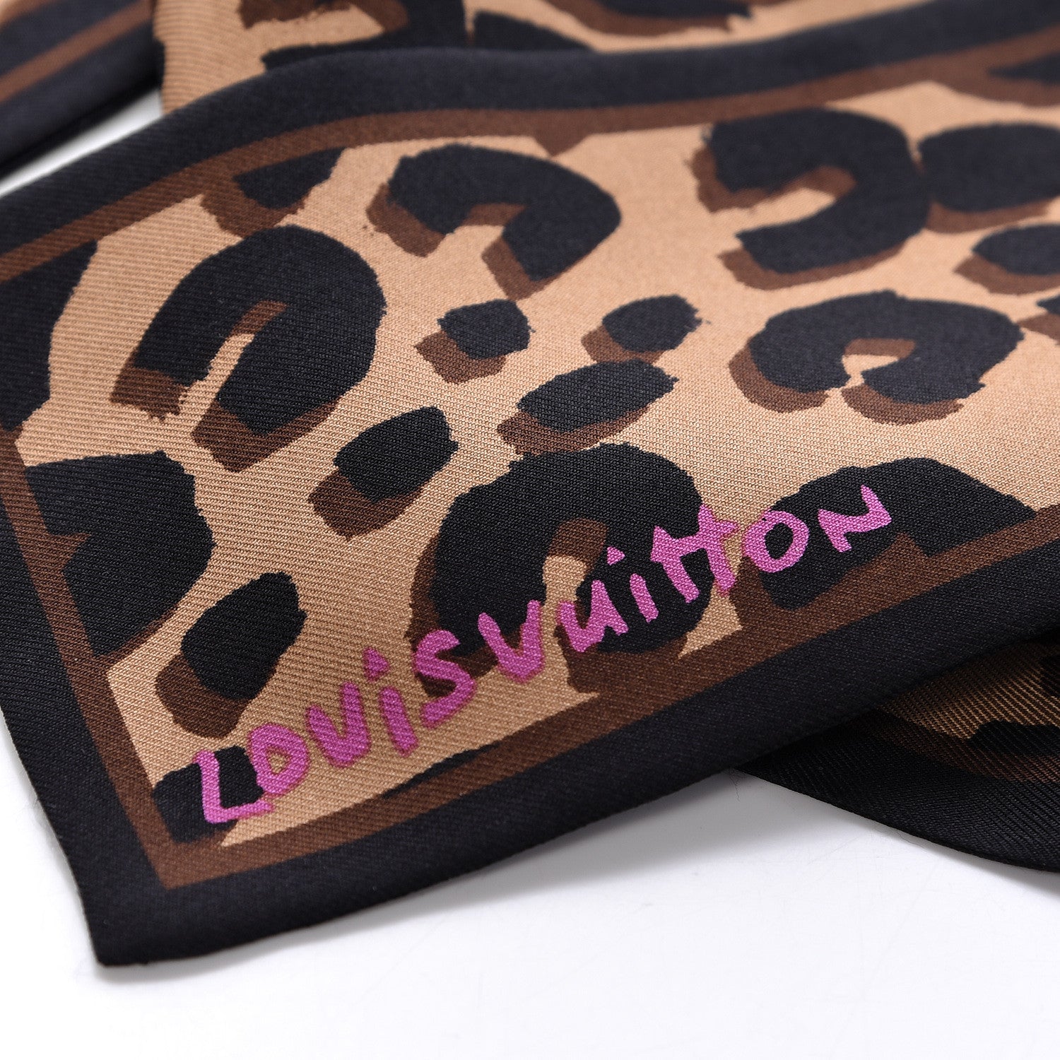 Louis Vuitton Silk Leopard Bandeau Scarf Marron 3 of 3