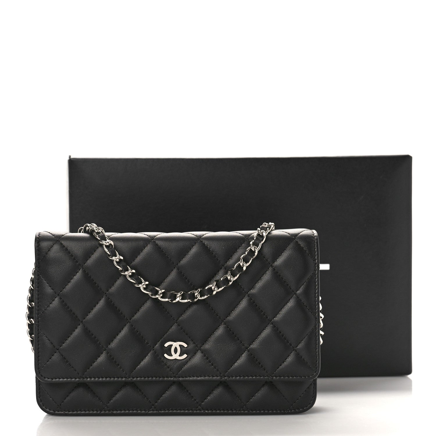 Chanel Lambskin Quilted Wallet On Chain WOC Black 10 of 10