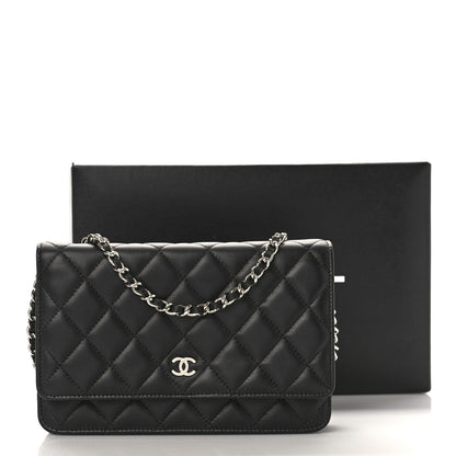 Chanel Lambskin Quilted Wallet On Chain WOC Black 10 of 10