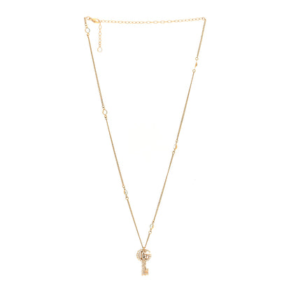 Gucci Metal Crystal Double G Key Pendant Necklace Gold 3 of 6