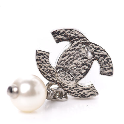Chanel Pearl CC Drop Earrings Silver 4 of 5