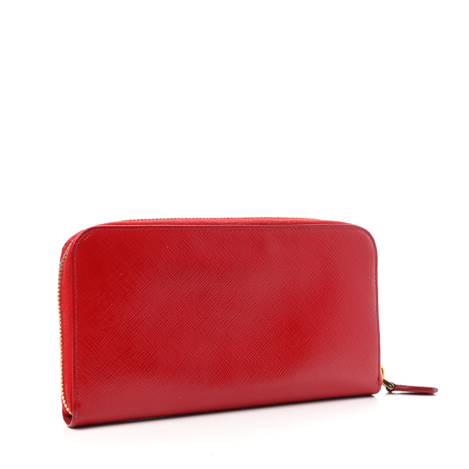 Prada Saffiano Vernice Bow Zip Around Wallet Fuoco 2 of 4