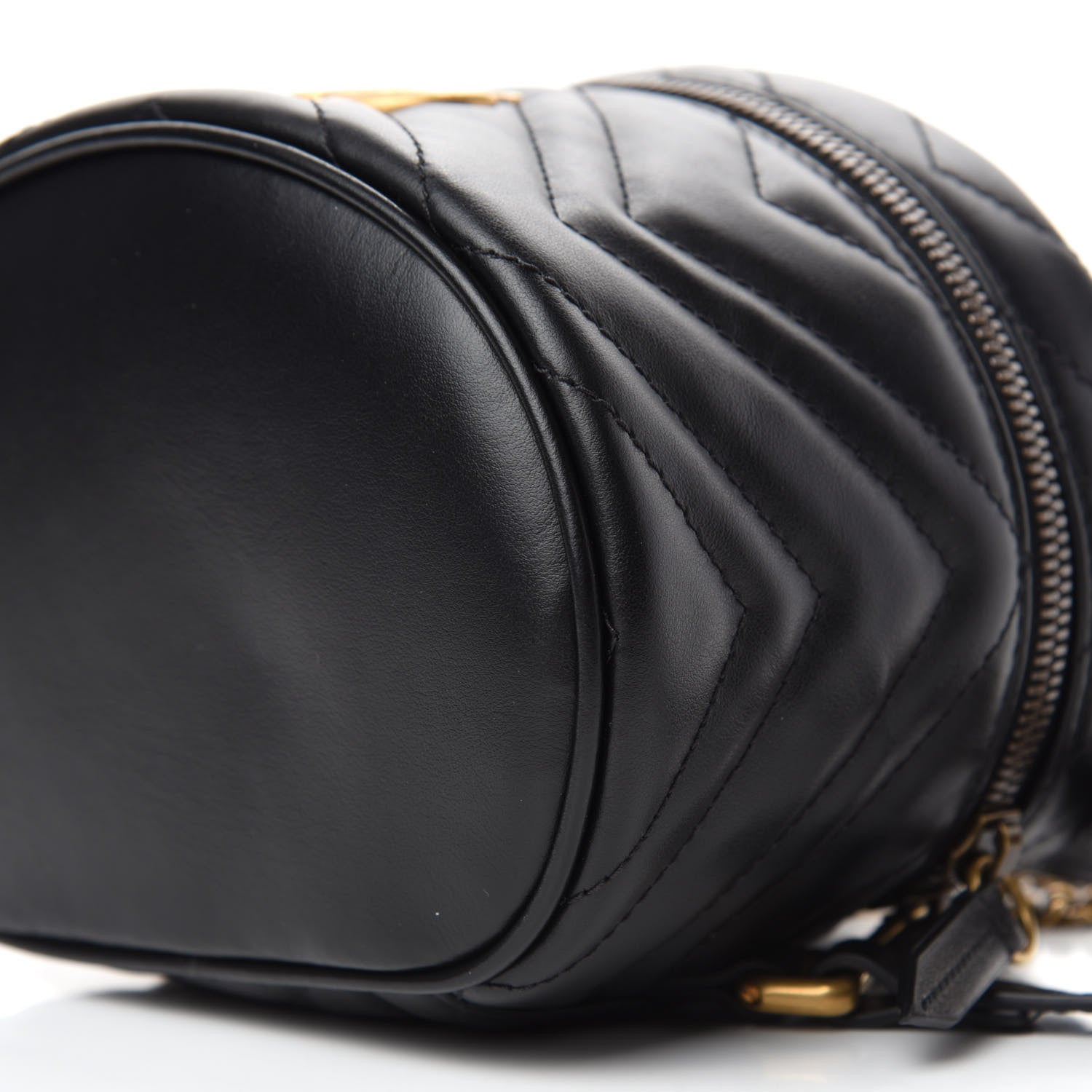 Gucci Calfskin Matelasse Mini GG Marmont Round Backpack Black 7 of 11