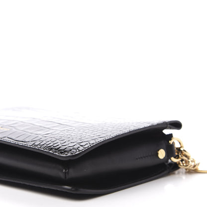 Givenchy Calfskin Crocodile Embossed Cross 3 Crossbody Bag Black 7 of 10