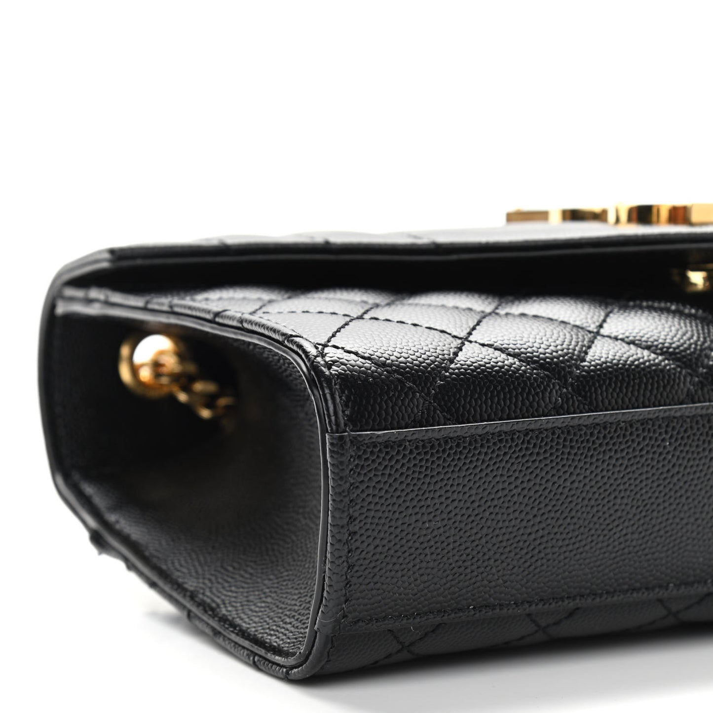Grain De Poudre Textured Mixed Matelasse Triquilt Small Monogram Satchel Black