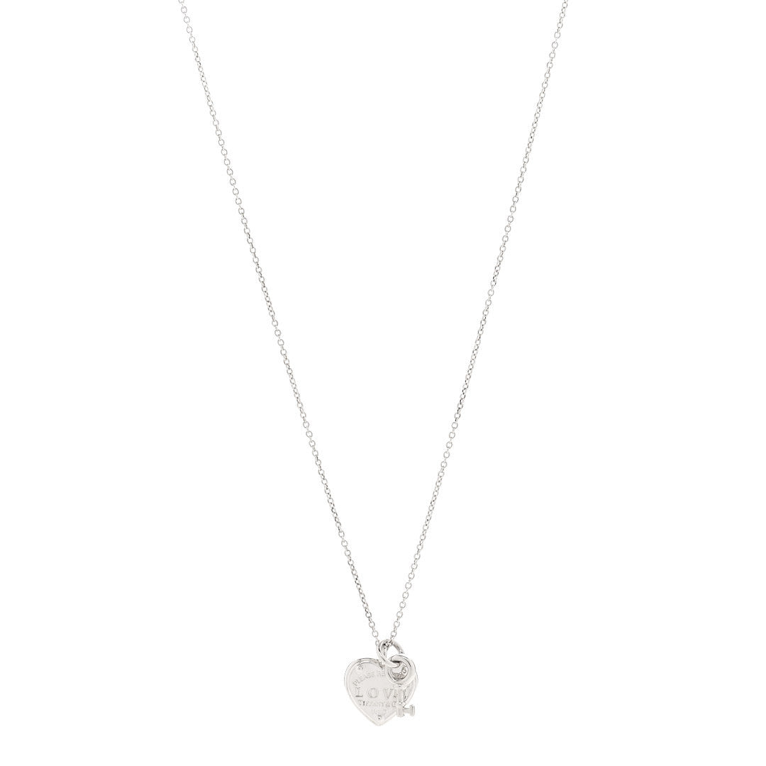 Tiffany Sterling Silver Return To Tiffany Love Heart Tag Key Pendant Necklace 1 of 6
