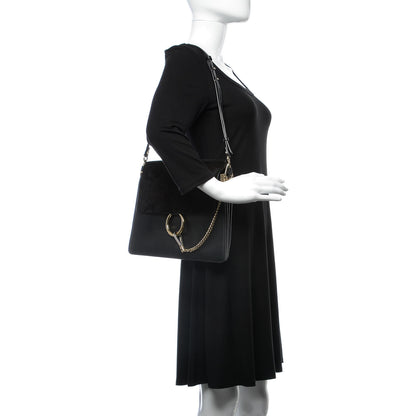 Chloe Suede Calfskin Medium Faye Shoulder Bag Black 2 of 17