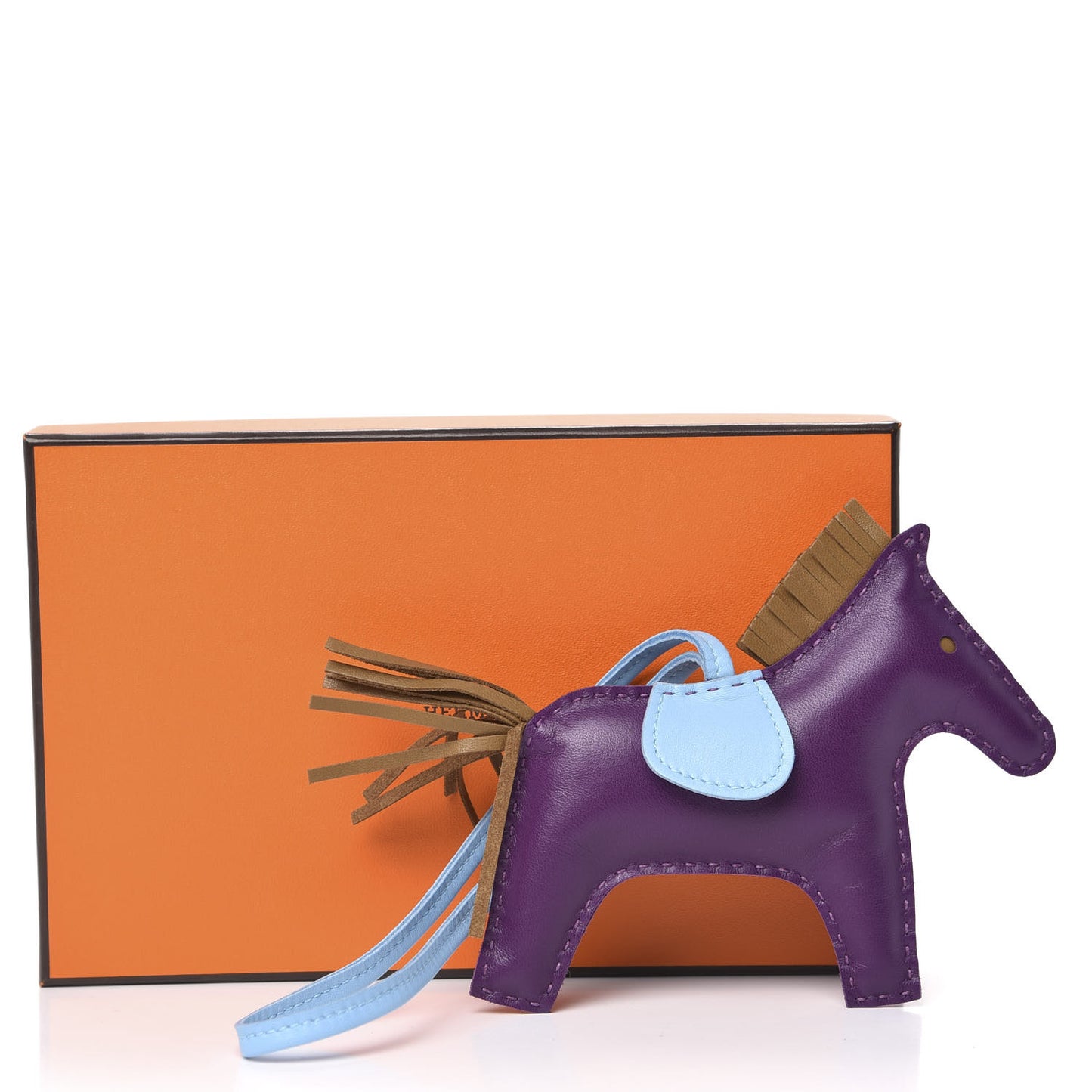 Milo Lambskin Grigri Rodeo Horse Bag Charm MM Violet Celeste Kraft