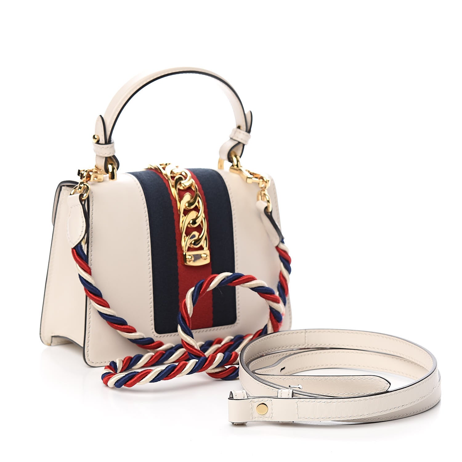 Gucci Calfskin Mini Sylvie Top Handle Bag White 3 of 11