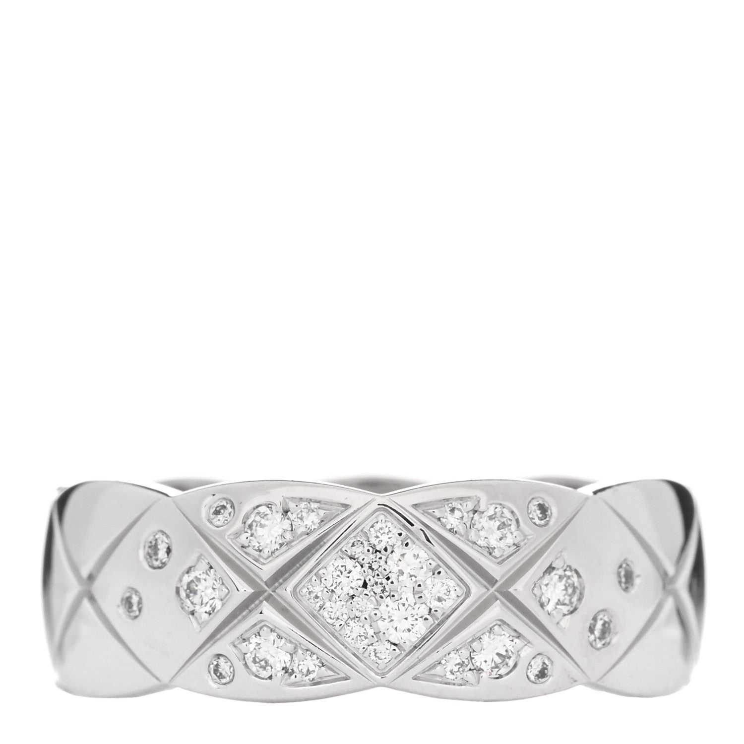 Chanel 18K White Gold Diamond Small Coco Crush Ring 53 6.5 1 of 4