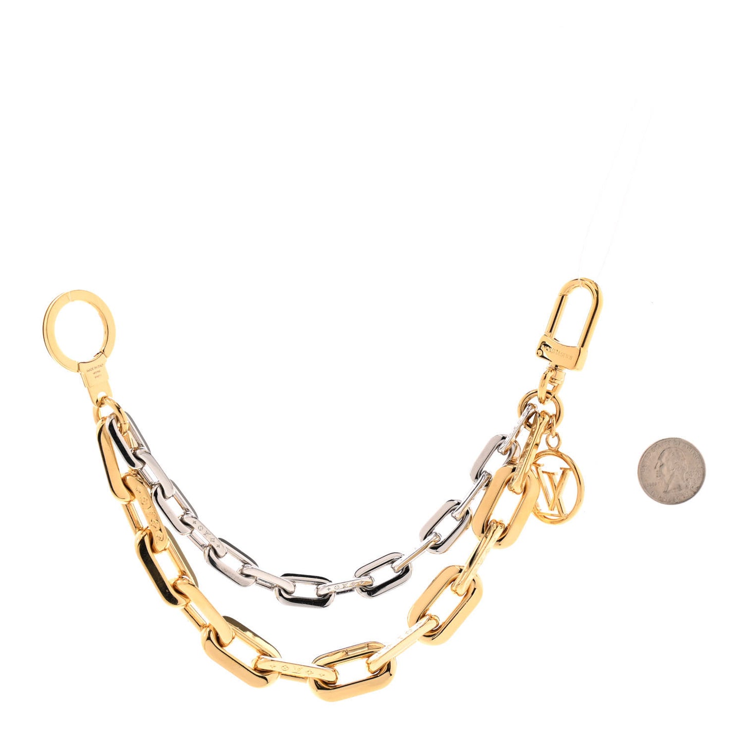 Metal LV Edge Chain Bag Charm Silver Gold