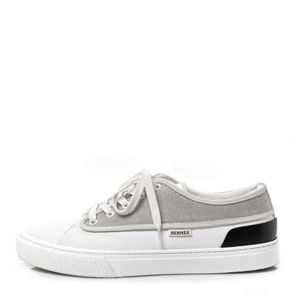Hermes Canvas Goatskin Mens Envy Sneakers 40 Prunoir Blanc 1 of 8