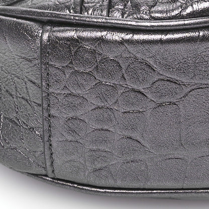 Balenciaga Extra Supple Calfskin Crystal Crocodile Embossed Le Cagole Shoulder Bag XS Gunmetal 10 of 11
